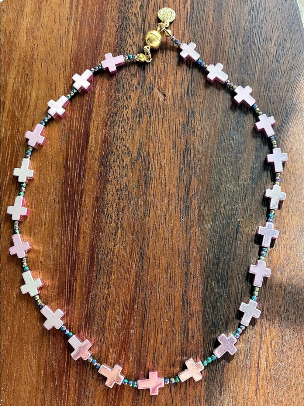 Alexa Rae Cross Necklace Cross Pink & Silver Tone 16.5”